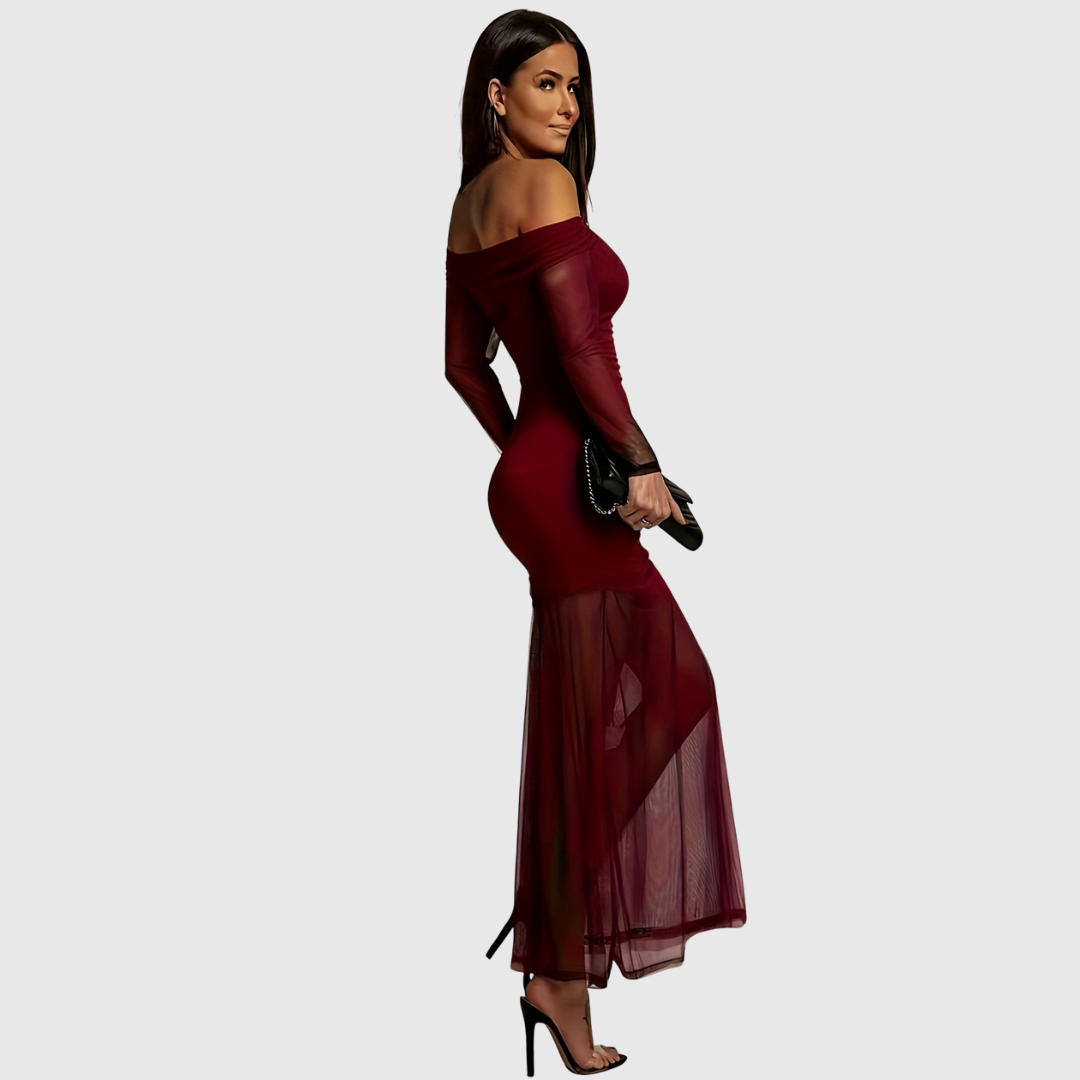 Evangeline | Elegant Off-Shoulder Evening Dress - Maison Léa &amp; Lou