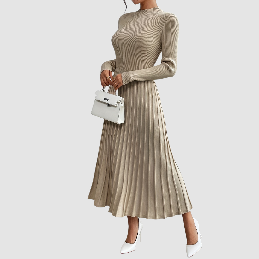 Evelyn Grace | High-Neck Long-Sleeve Maxi Dress - Maison Léa &amp; Lou