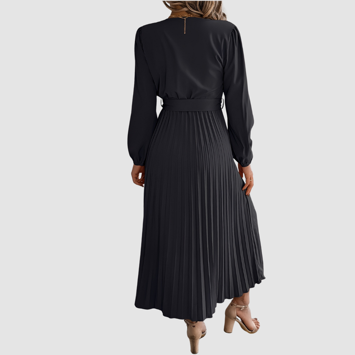 Celeste Bloom - Pleated Long-Sleeve Midi Dress - Maison Léa &amp; Lou