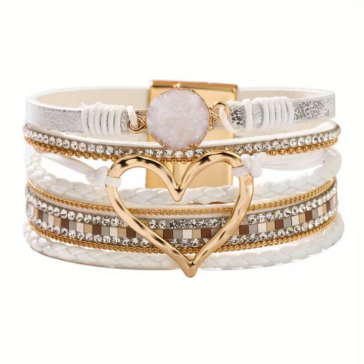 Ophelia | Layered Heart Cuff Bracelet - Maison Léa &amp; Lou