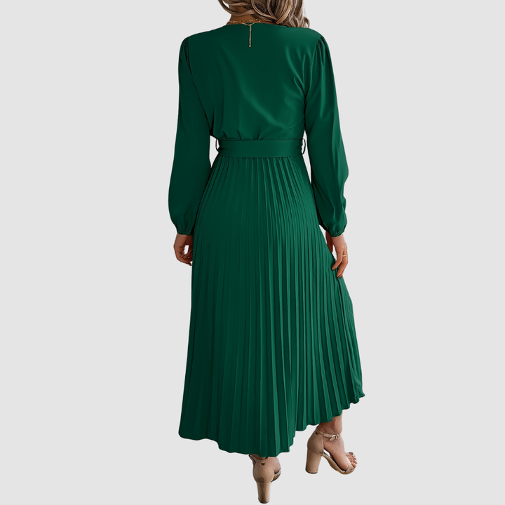 Celeste Bloom - Pleated Long-Sleeve Midi Dress - Maison Léa &amp; Lou