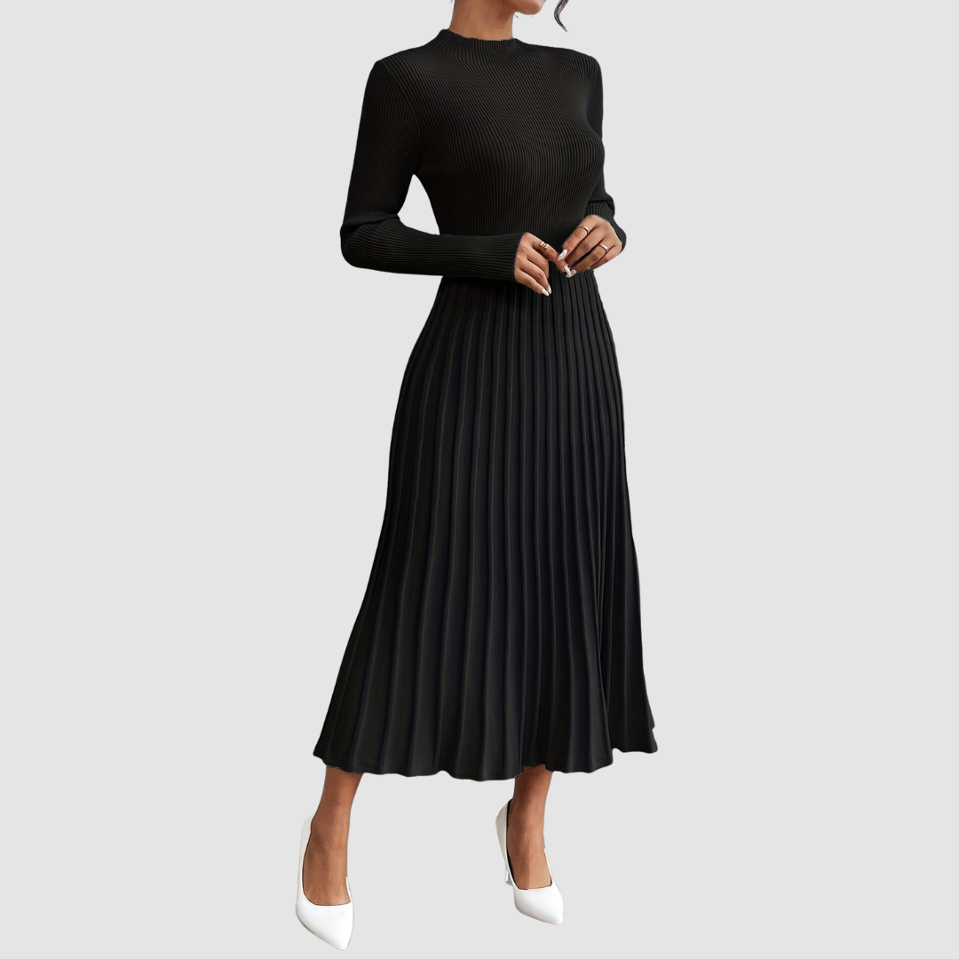 Evelyn Grace | High-Neck Long-Sleeve Maxi Dress - Maison Léa & Lou