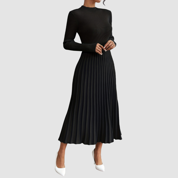 Evelyn Grace | High-Neck Long-Sleeve Maxi Dress - Maison Léa &amp; Lou
