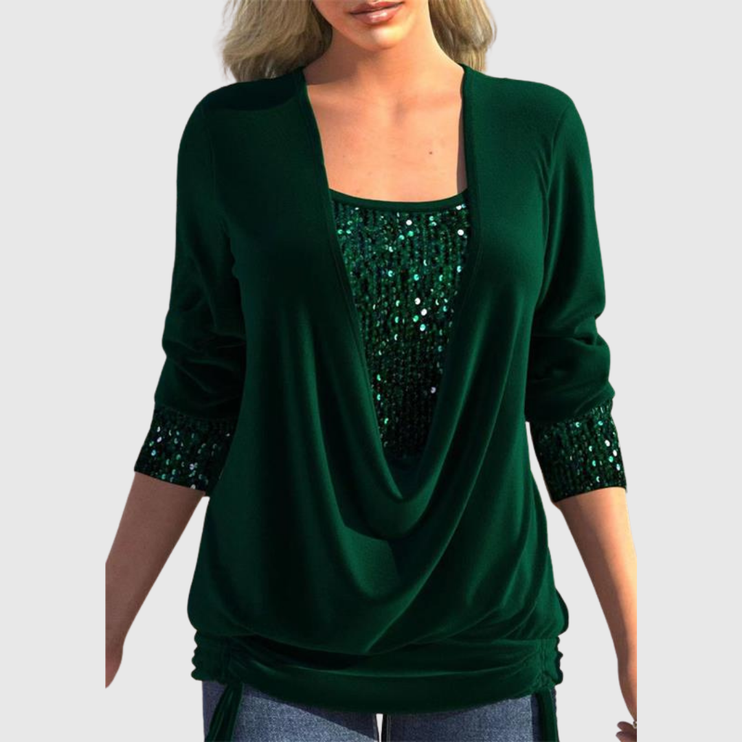 Odeline | Modern Sequin Layer Blouse - Maison Léa &amp; Lou