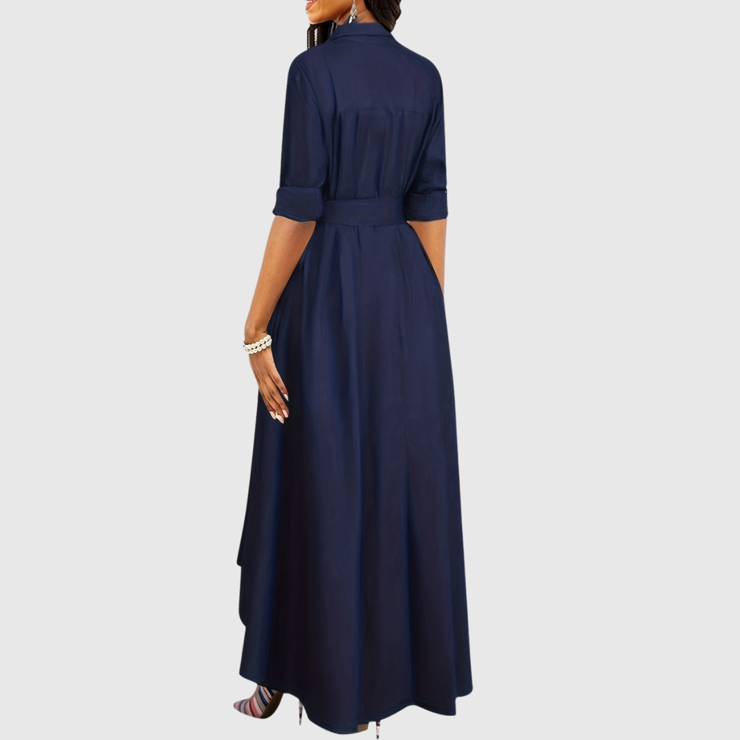 Livienne | Elegant Button-Front Maxi Dress - Maison Léa &amp; Lou