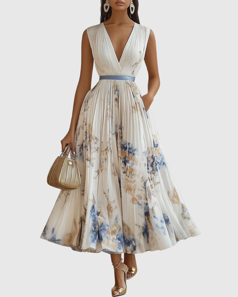 Rowella - Elegant Pleated Maxi Dress - Maison Léa & Lou