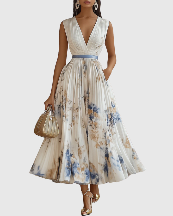 Rowella - Elegant Pleated Maxi Dress - Maison Léa &amp; Lou