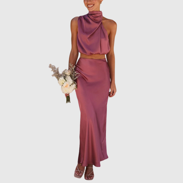 Emily | Satin Drape Maxi Set - Maison Léa &amp; Lou