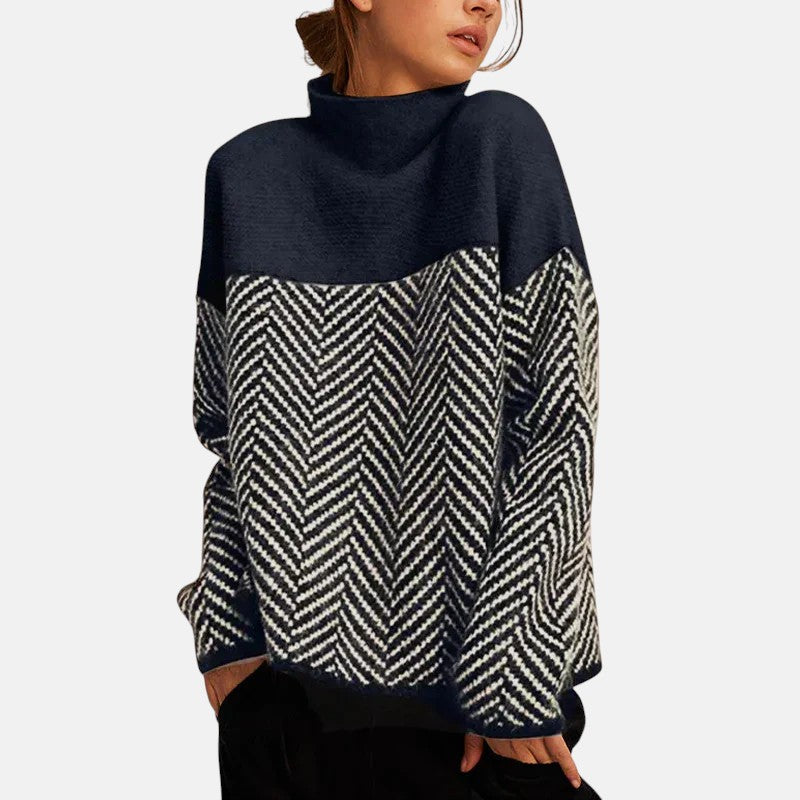 Elise | Herringbone Turtleneck Sweater - Maison Léa & Lou