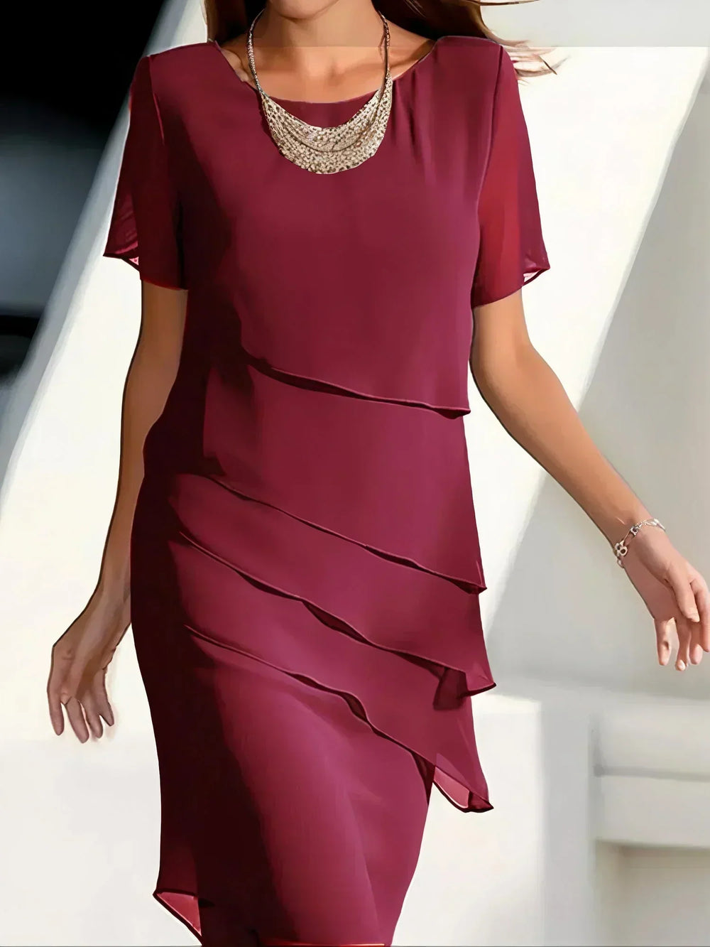 Aria - Timeless Chiffon Layered Dress - Maison Léa & Lou