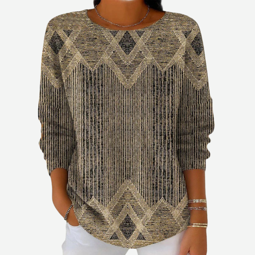 Eleni | Geometric Print Sweater - Maison Léa & Lou