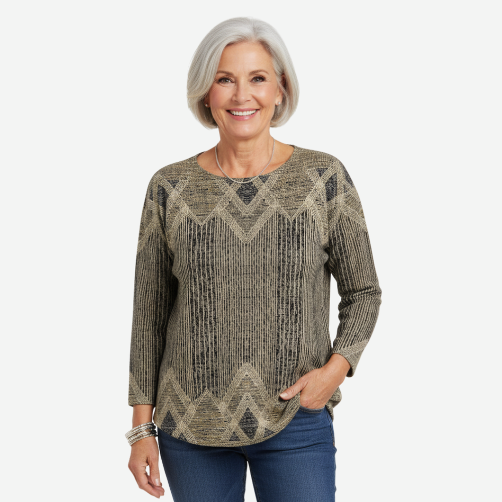 Eleni | Geometric Print Sweater - Maison Léa & Lou