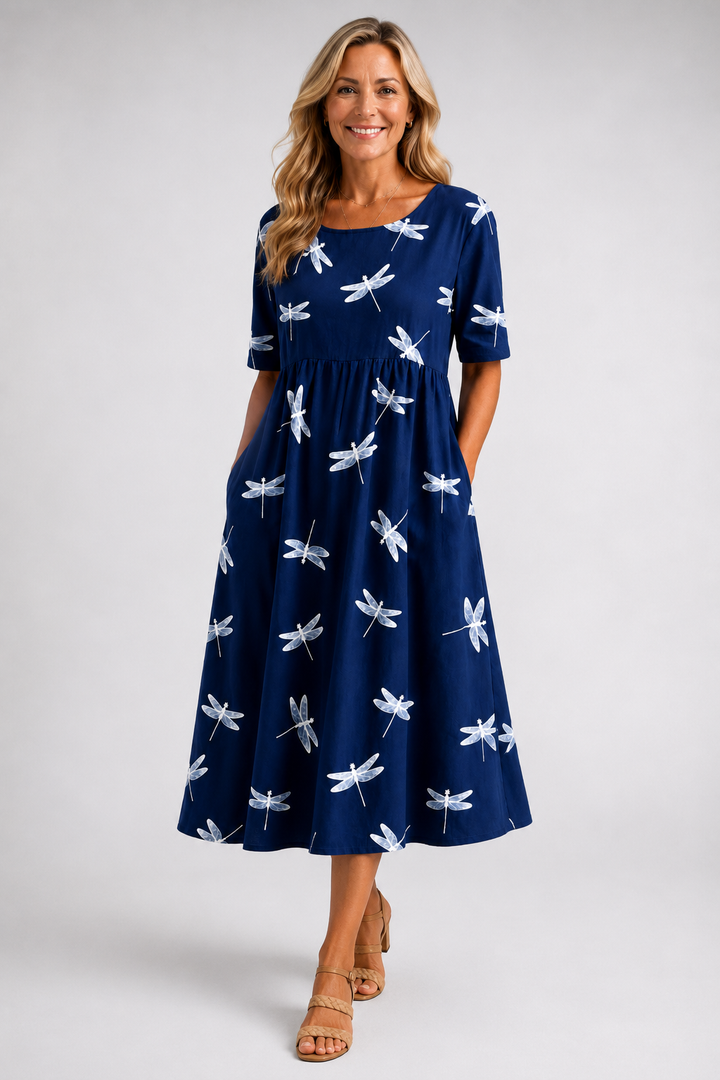EVELINA-DRAGONFLY MIDI DRESS - Maison Léa &amp; Lou