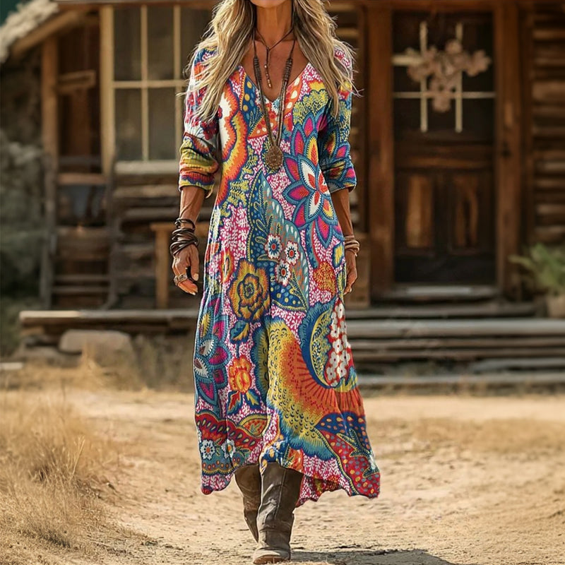 Meadow | Flowing Bohemian Maxi Dress - Maison Léa & Lou
