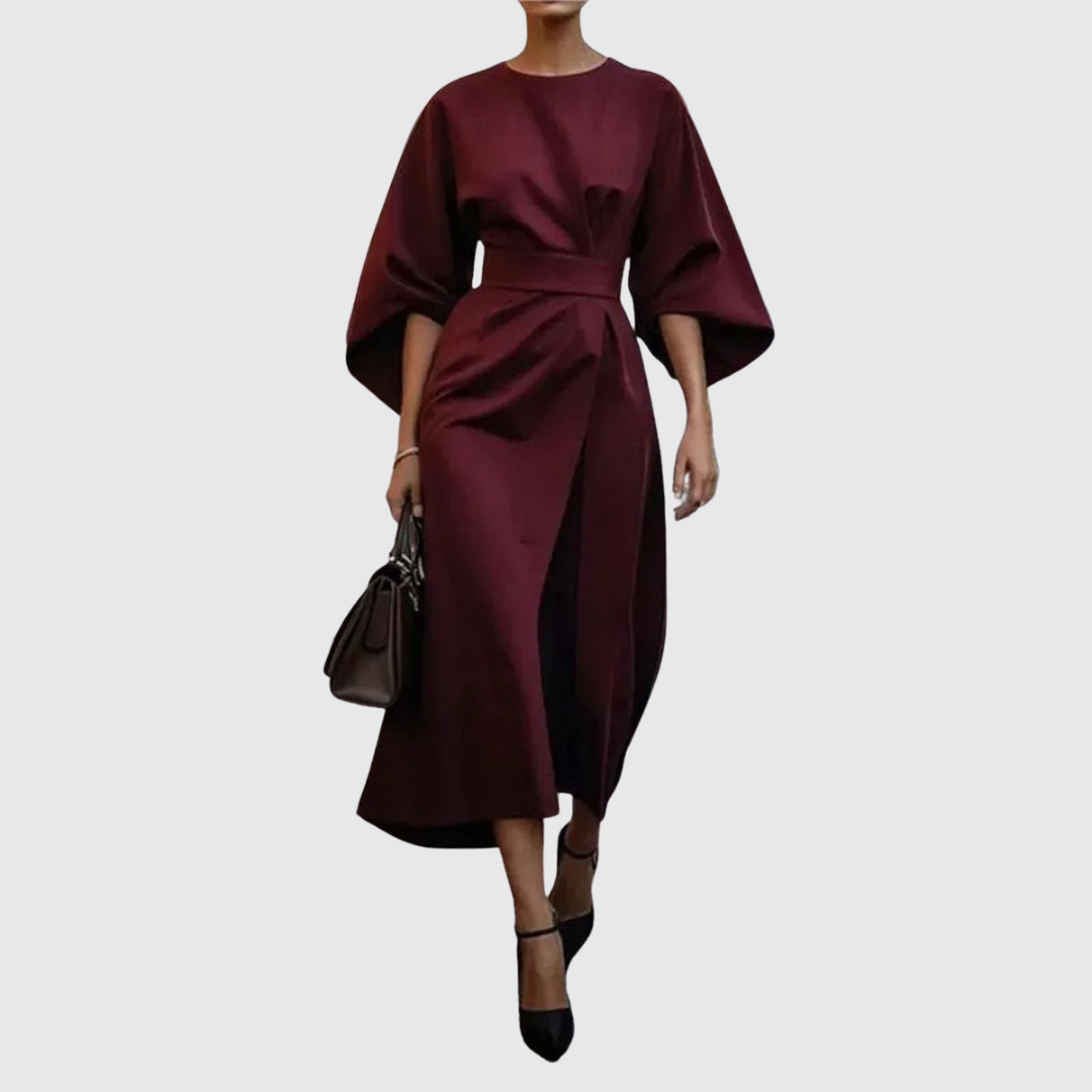 Eldra - Satin Feel Batwing Sleeve Maxi Dress - Maison Léa &amp; Lou