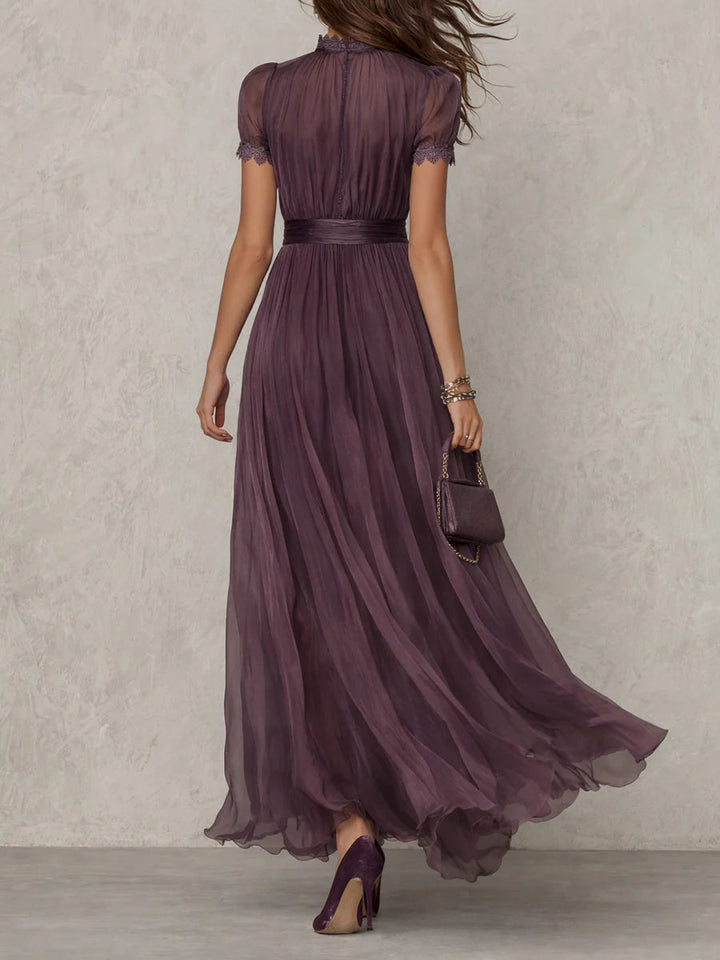 LIORA™ | Pleated Puff-Sleeve Midi Dress - Maison Léa &amp; Lou