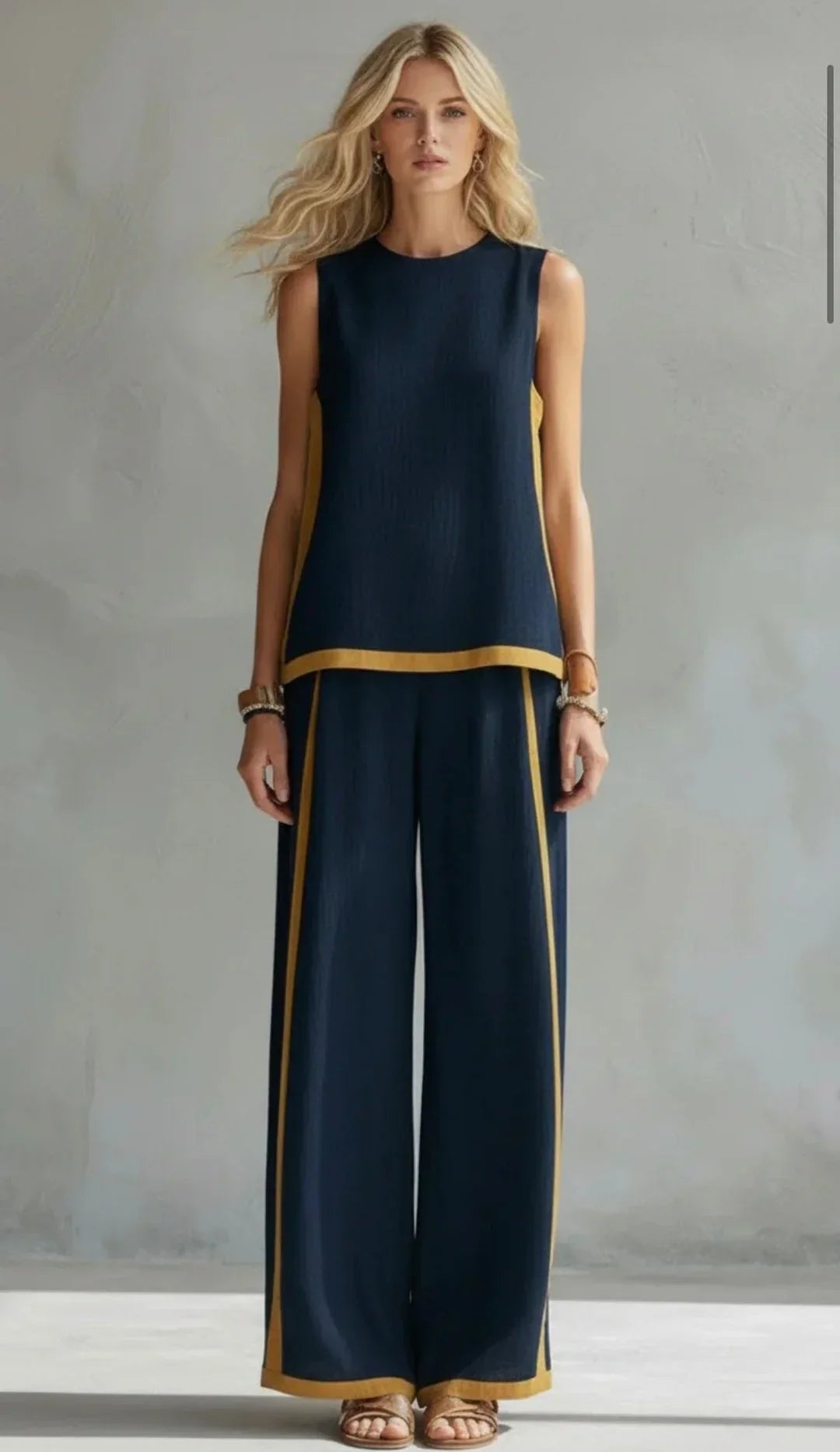 Ursula - Set elegante e casual di gilet e pantaloni con finiture bicolore - Maison Léa &amp; Lou