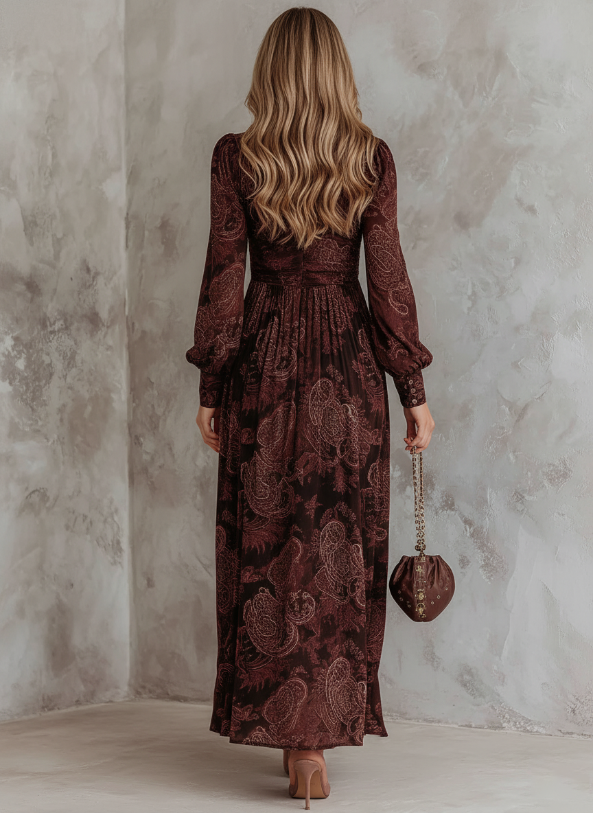 Eloise | Paisley Zip-Waist Maxi Dress - Maison Léa & Lou