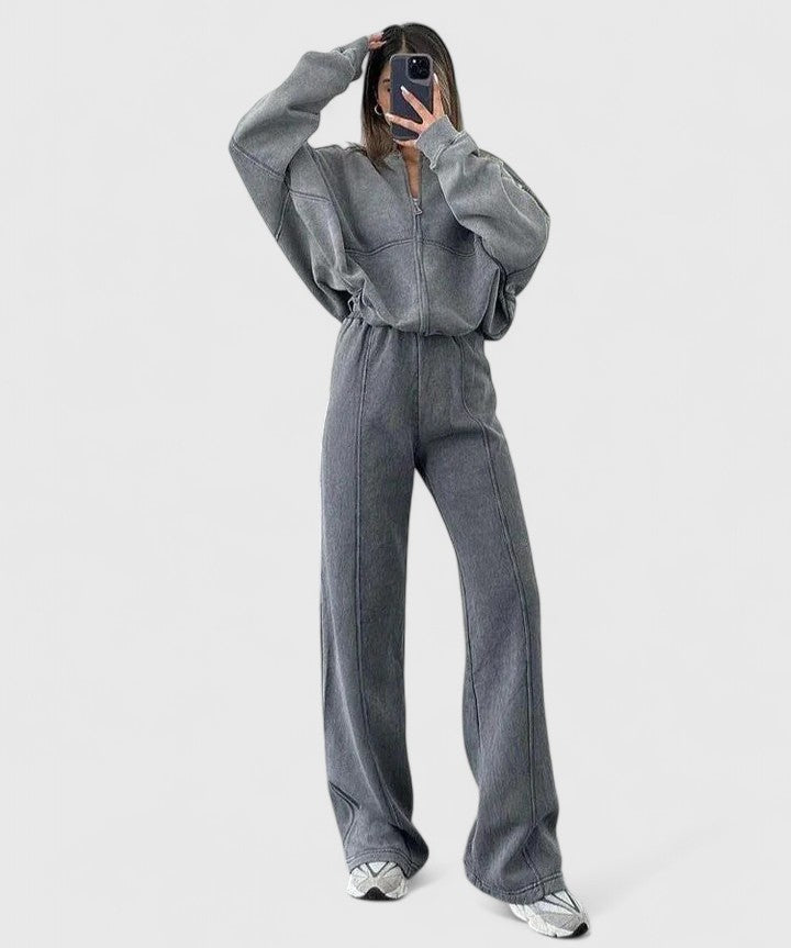 Suzanne | Relaxed Zip-Front Two-Piece Set - Maison Léa & Lou