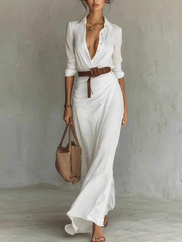 Una | Lapel-Wrap Maxi Dress - Maison Léa &amp; Lou