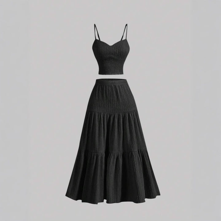 DALI™ - Comfy Sleeveless Crop Top and A-Line Skirt Set