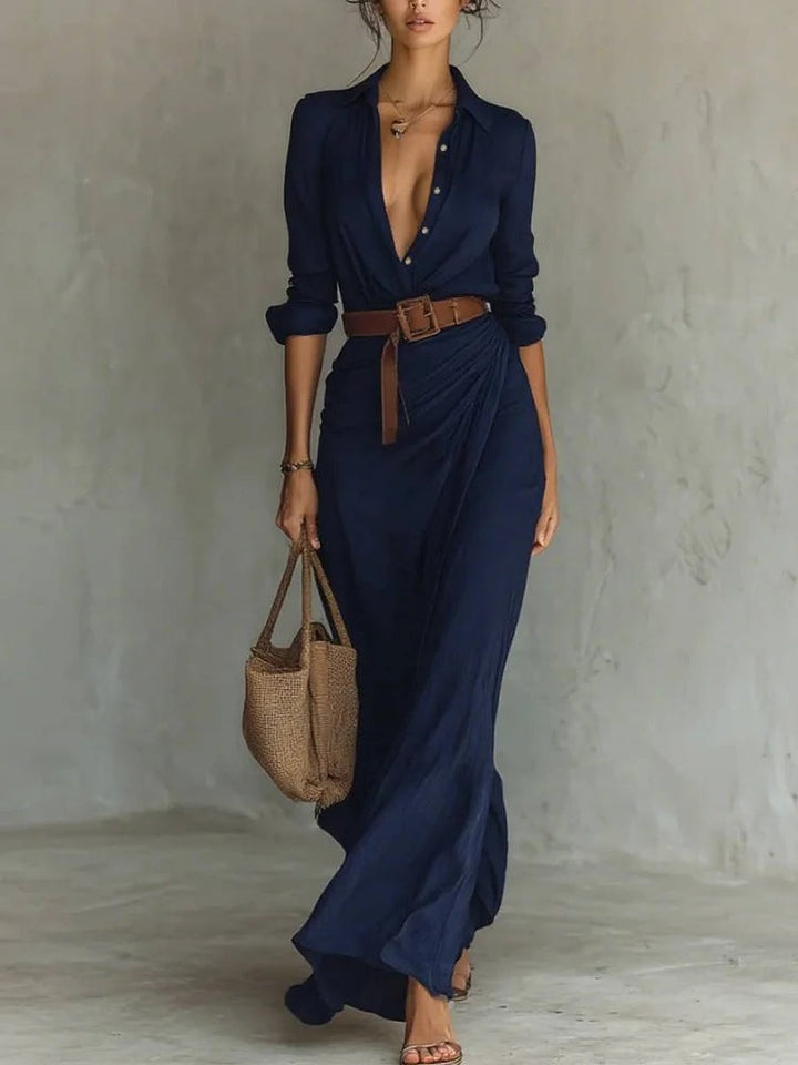 Una | Lapel-Wrap Maxi Dress - Maison Léa &amp; Lou