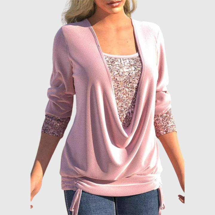 Odeline | Modern Sequin Layer Blouse - Maison Léa &amp; Lou