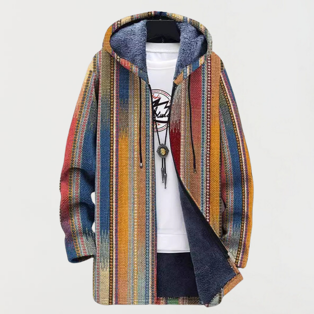 Hayden | Striped Print Hooded Coat - Maison Léa & Lou