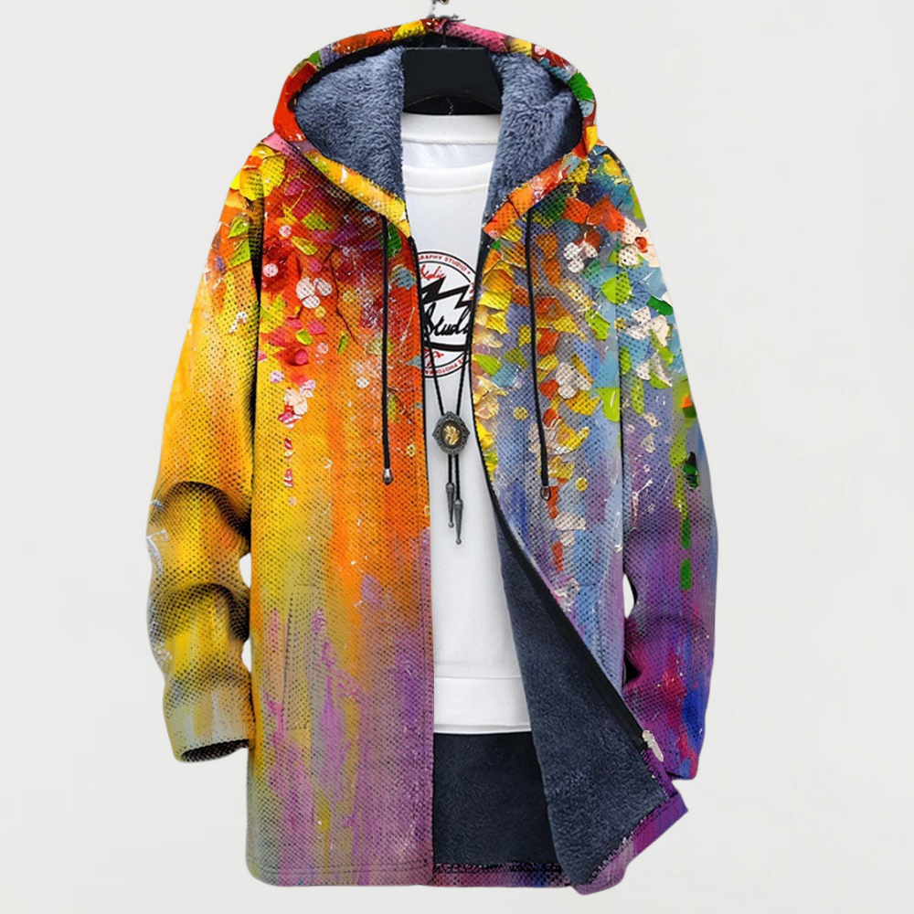 Parker | Abstract Art Print Hooded Coat - Maison Léa & Lou