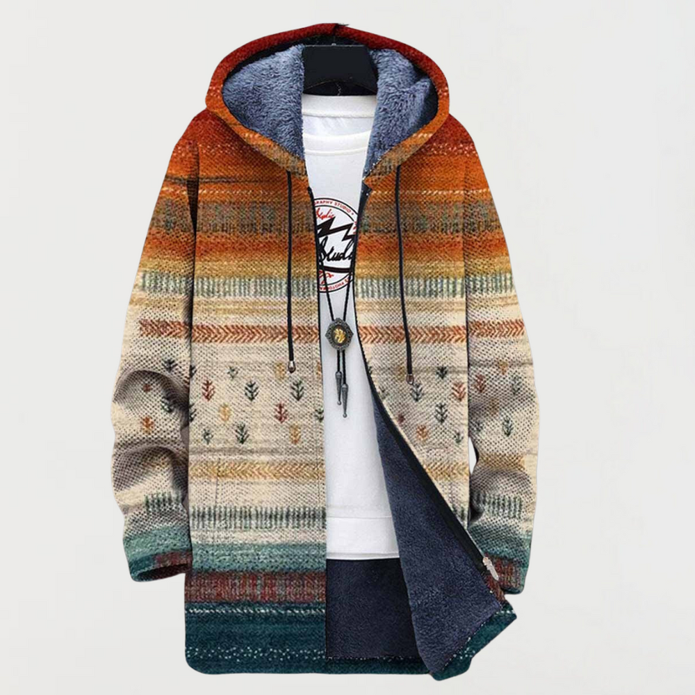 Rowan | Autumn Stripe Hooded Coat - Maison Léa & Lou