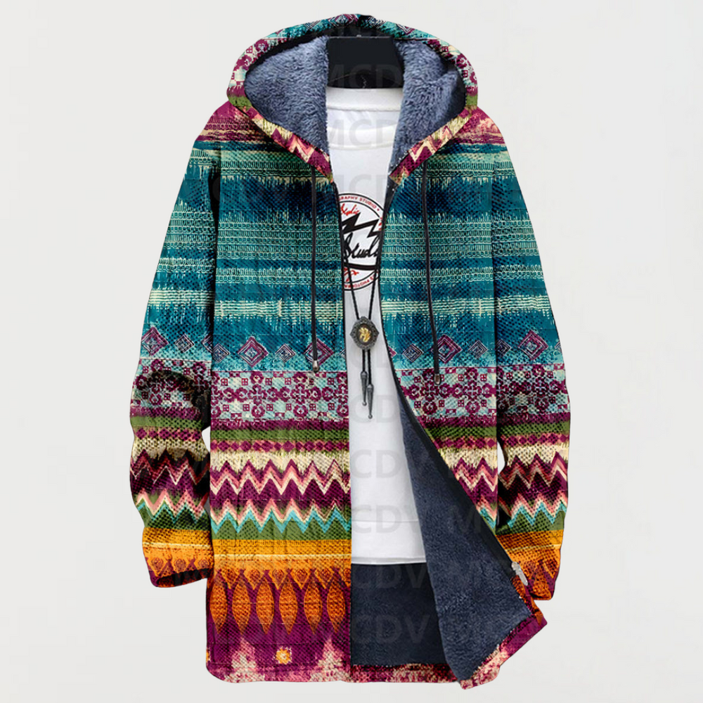 Phoenix | Ethnic Print Hooded Jacket - Maison Léa & Lou