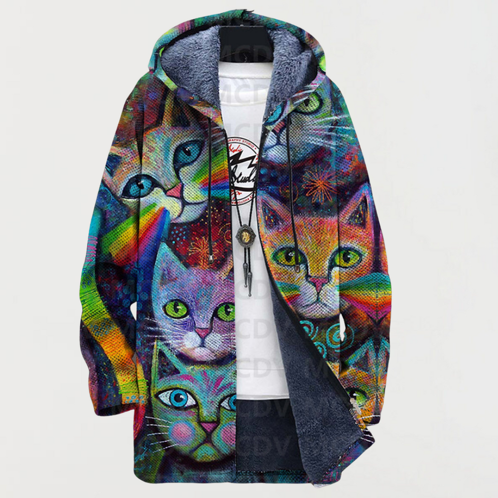 Finley | Rainbow Cat Print Hoodie - Maison Léa & Lou