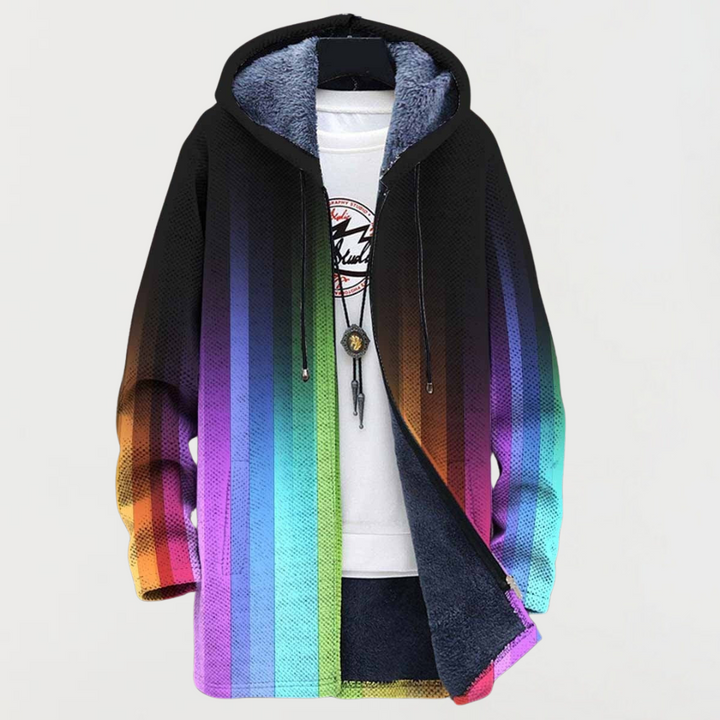 Jordan | Rainbow Stripe Longline Hooded Coat - Maison Léa &amp; Lou