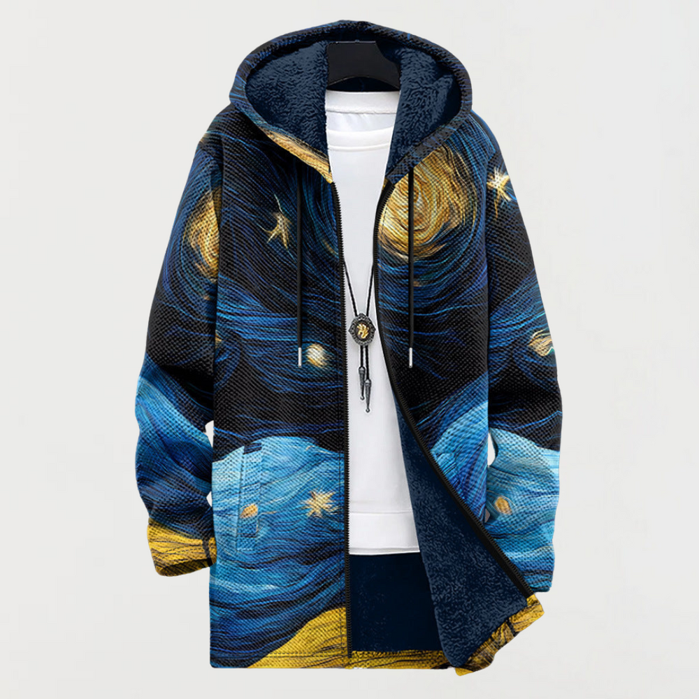 Harper | Celestial Art Print Hooded Coat - Maison Léa & Lou