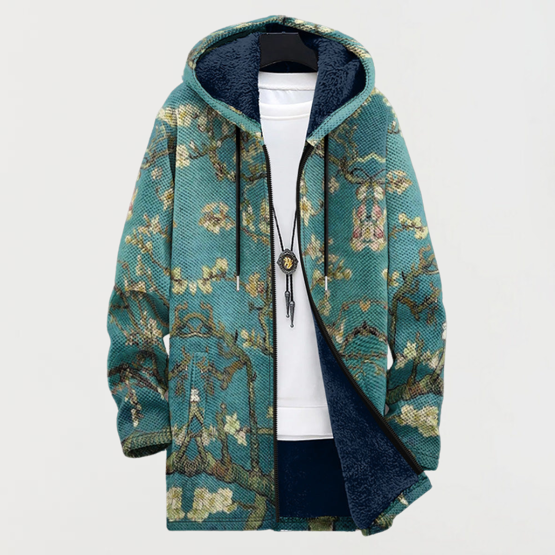 Robin | Artistic Floral Print Hooded Coat - Maison Léa &amp; Lou