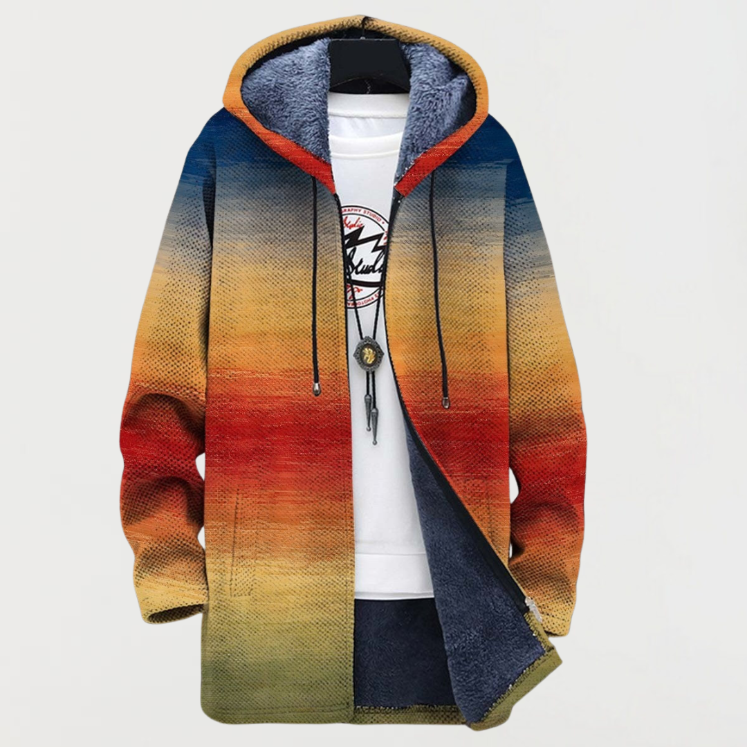 Rory | Sunset Gradient Print Hooded Coat - Maison Léa & Lou