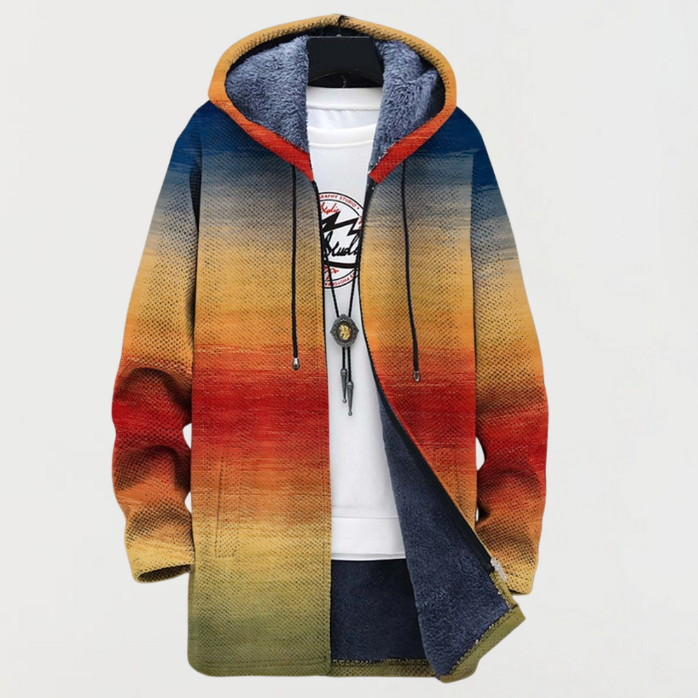 Rory | Sunset Gradient Print Hooded Coat - Maison Léa & Lou