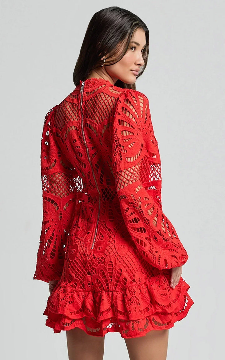 Lilly - Elegant Stand Collar Mini Dress - Maison Léa &amp; Lou