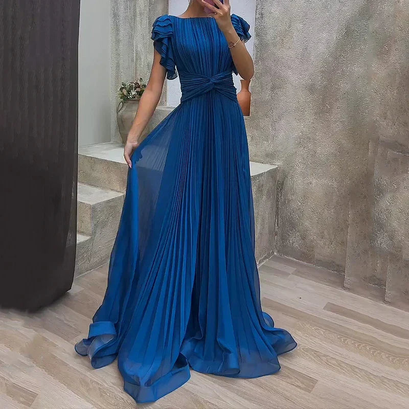 Selena | Pleated Evening Gown - Maison Léa & Lou