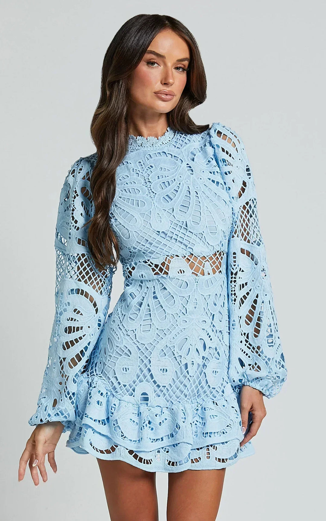 Lilly - Elegant Stand Collar Mini Dress - Maison Léa &amp; Lou