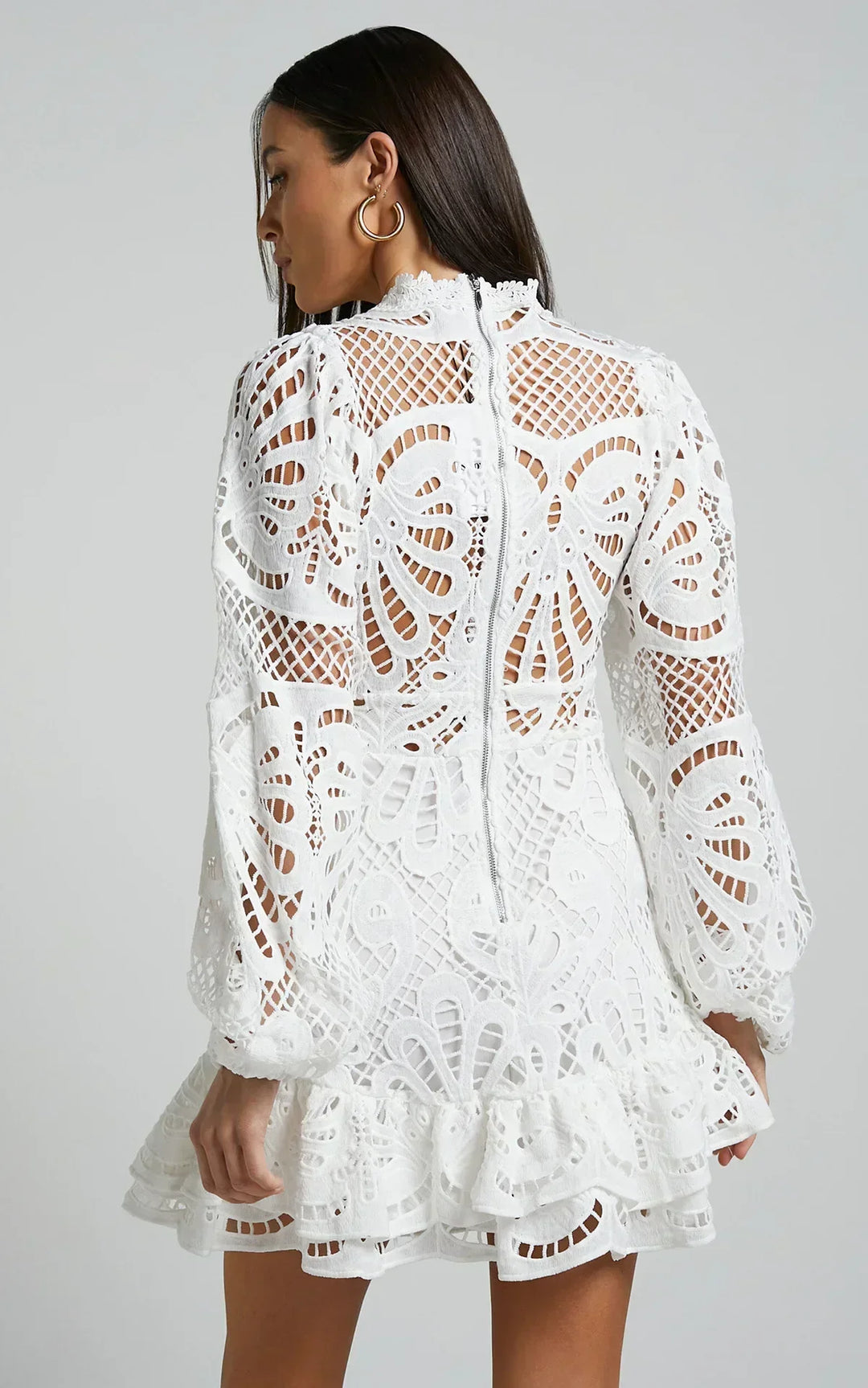 Lilly - Elegant Stand Collar Mini Dress - Maison Léa &amp; Lou