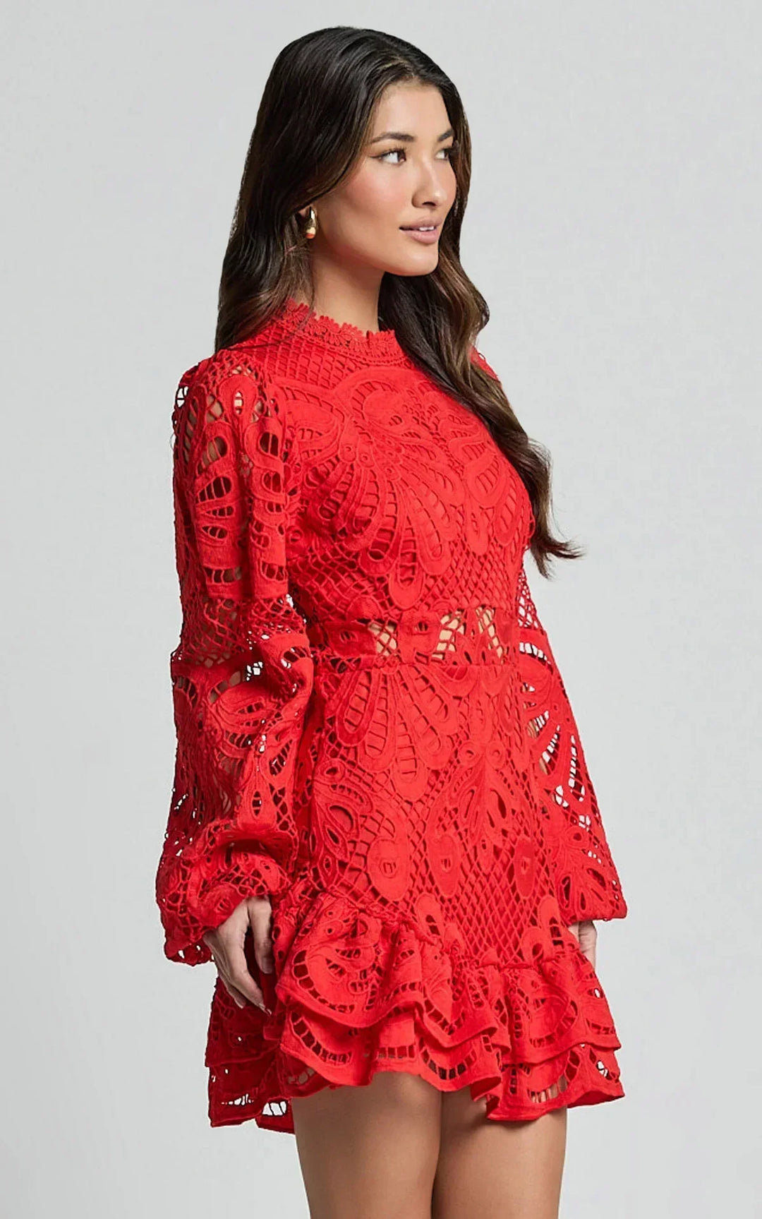Lilly - Elegant Stand Collar Mini Dress - Maison Léa &amp; Lou
