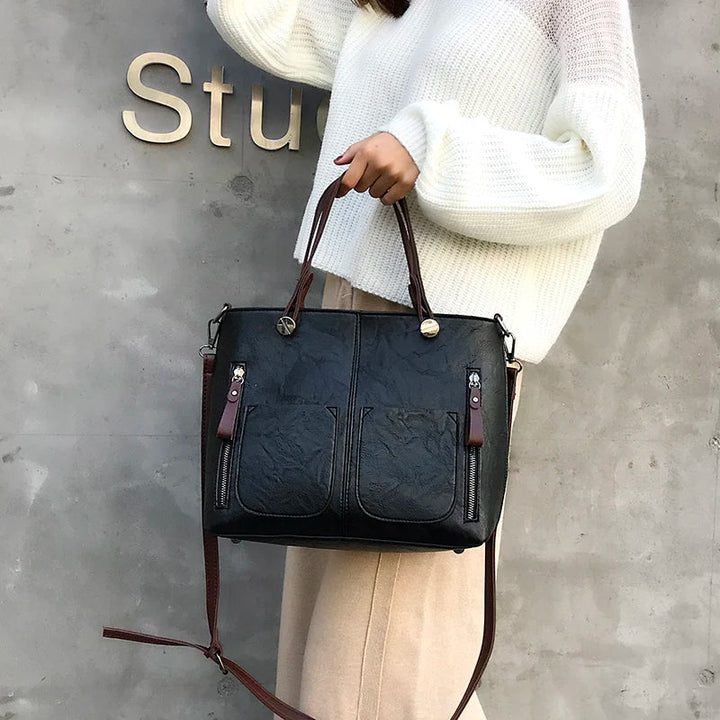 Nancy - Timeless Elegance Leather Shoulder Bag - Maison Léa &amp; Lou