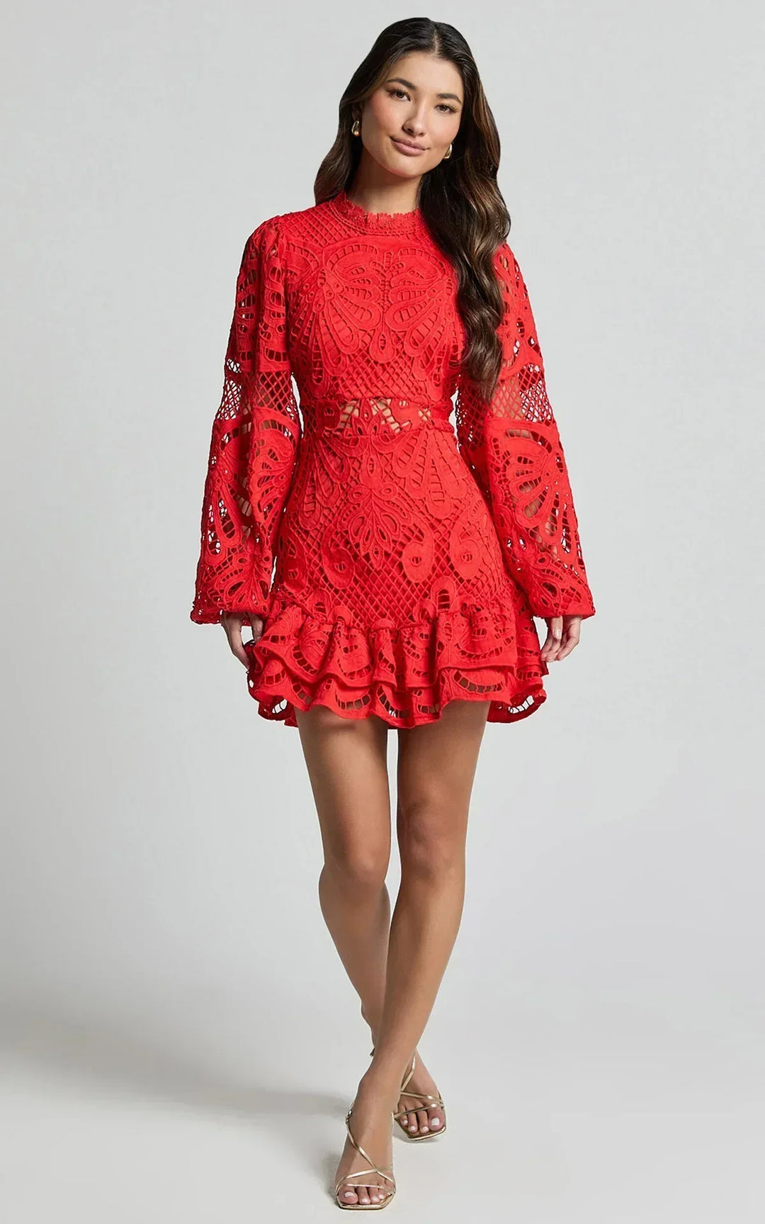 Lilly - Elegant Stand Collar Mini Dress - Maison Léa &amp; Lou