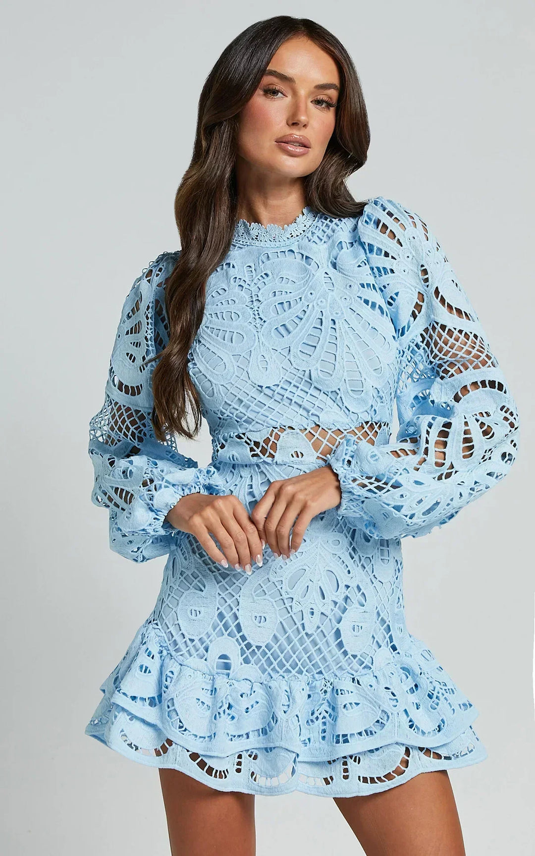 Lilly - Elegant Stand Collar Mini Dress - Maison Léa &amp; Lou