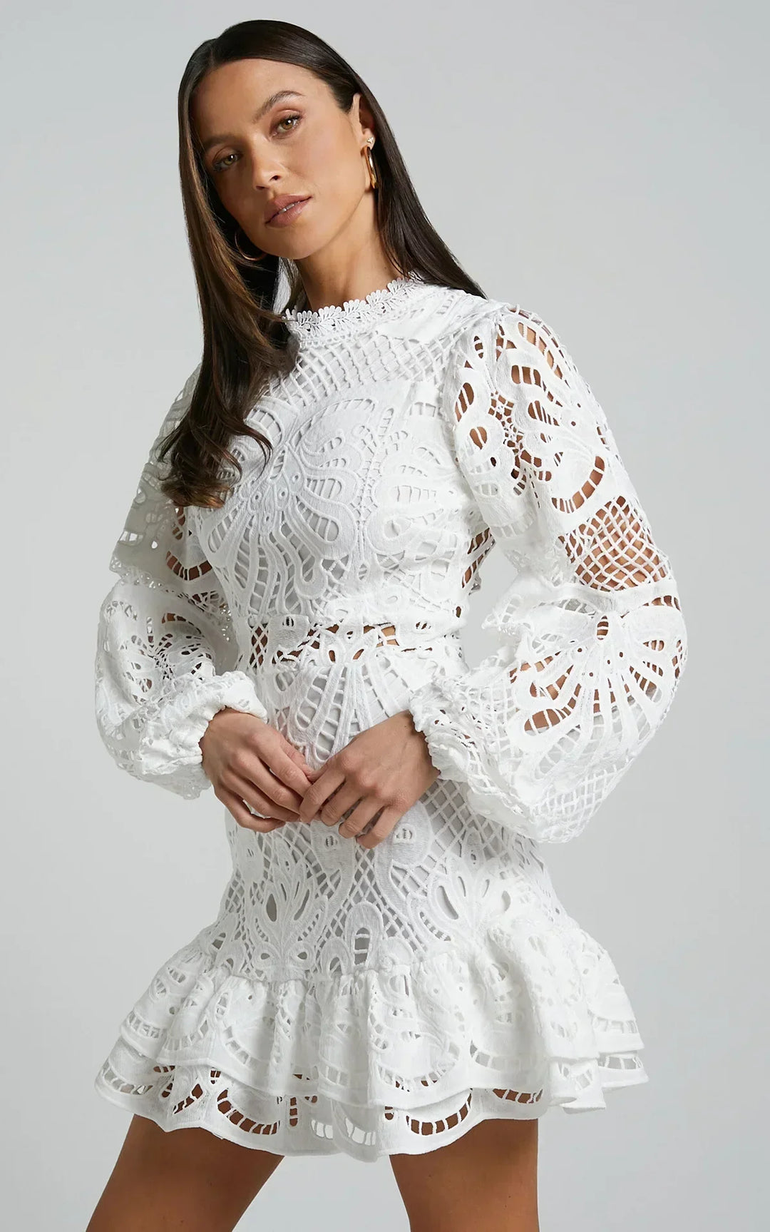 Lilly - Elegant Stand Collar Mini Dress - Maison Léa &amp; Lou