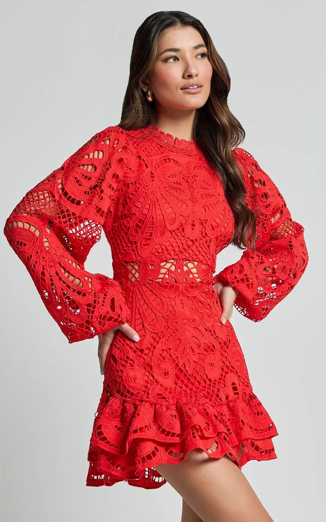 Lilly - Elegant Stand Collar Mini Dress - Maison Léa &amp; Lou