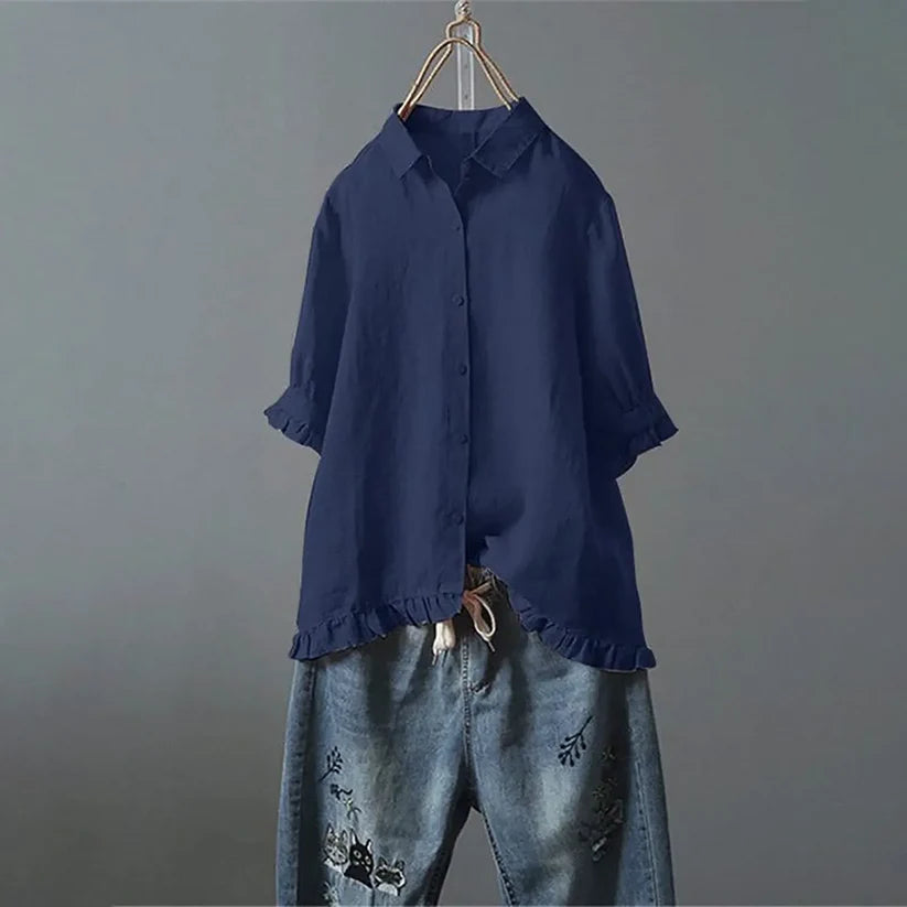 Lene™ | Elegant Bomuldsbluse - Maison Léa & Lou