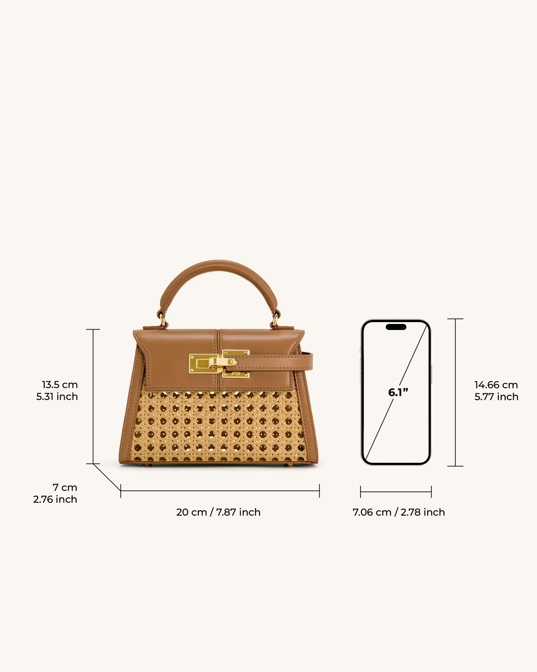 Elise Woven Top Handle Bag - Brown - Maison Léa &amp; Lou