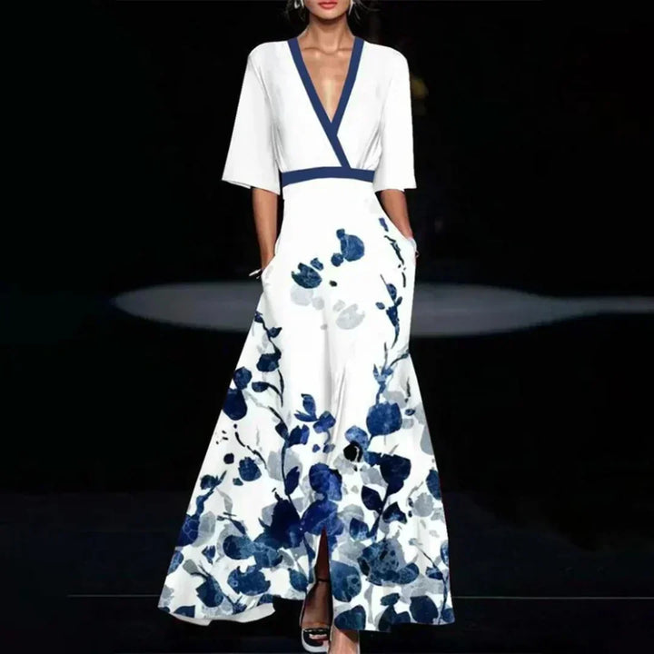 Sophia | Elegant Evening Dress with Floral Pattern - Maison Léa &amp; Lou